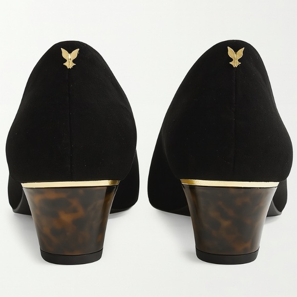 J.Reneé Black Suede Pointed Toe Heels 10W Tortoiseshell Block Heel - Picture 4 of 10